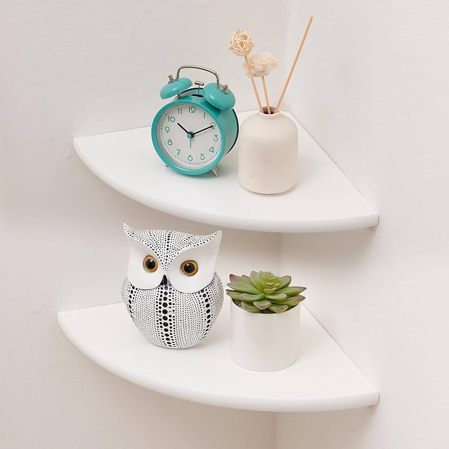 Wall Mounted Floating Corner Storage Wooden Shelves