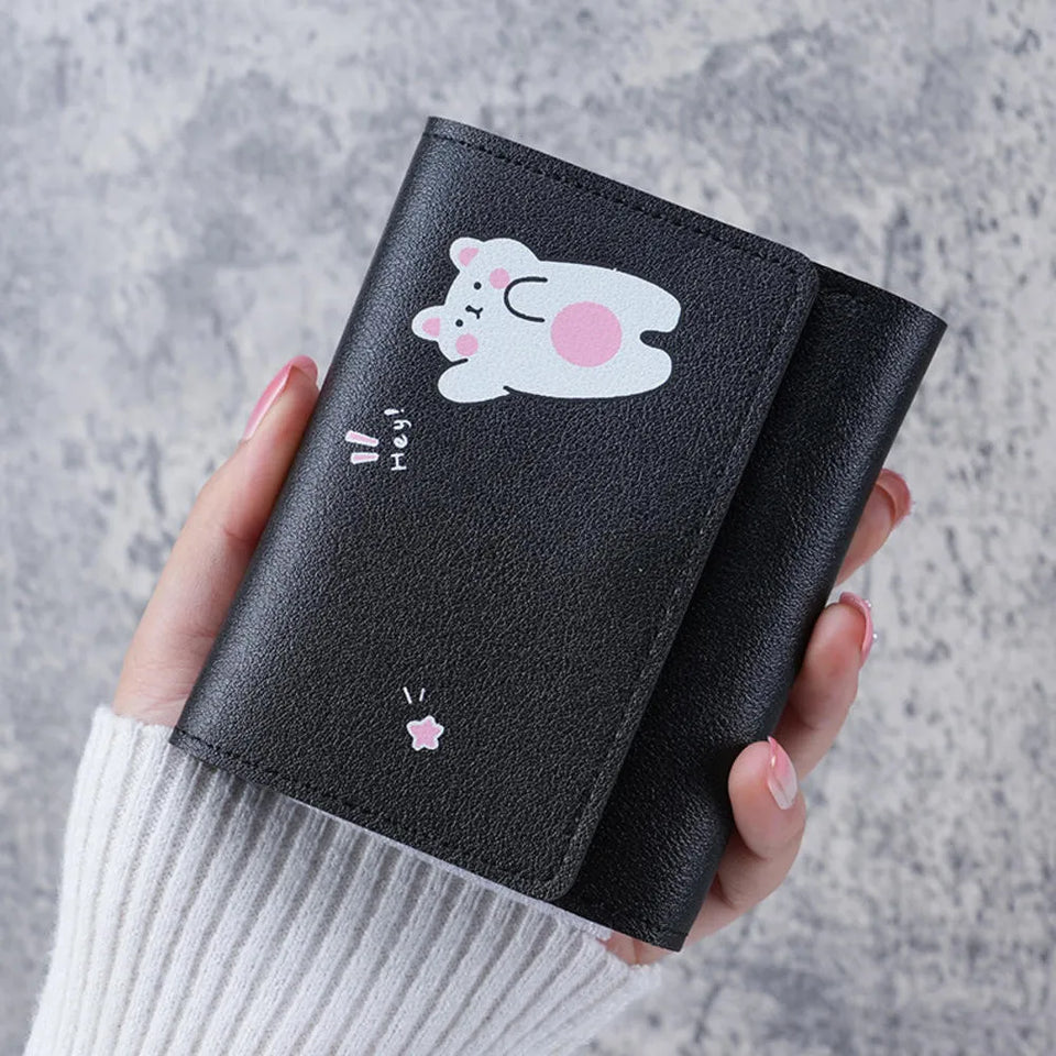 Multi Card Slots Cute Women Wallets - Lightweight Cute Three Fold Cartoon Wallets for Women