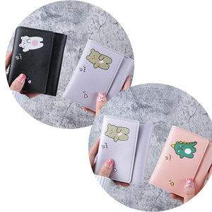 Multi Card Slots Cute Women Wallets - Lightweight Cute Three Fold Cartoon Wallets for Women