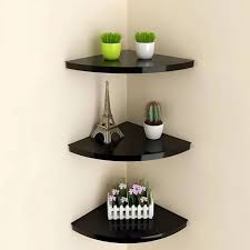 Wall Mounted Floating Corner Storage Wooden Shelves