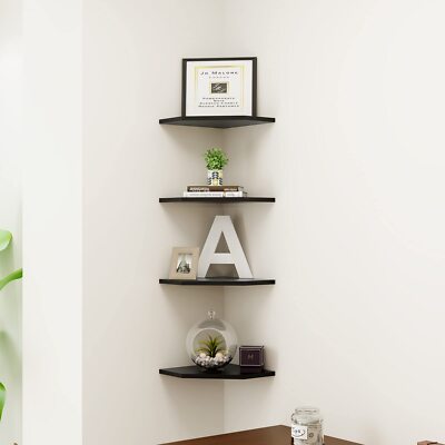Wall Mounted Floating Corner Storage Wooden Shelves